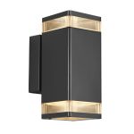 Nordlux Elm Vägglampa Aluminium Svart | IP44 - Passande för 2x GU10