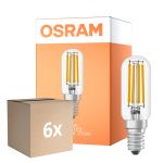Flerpack 6x Osram LED Special E14 Tubular Lampa T26 Filament Klar 4.8W 470lm - 827 Extra Varm Vit | Dimbar - Ersättare 40W