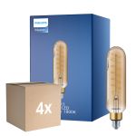 Flerpack 4x Philips Classic LED E27 Tubular Filament Guld 7W 470lm - 820 Extra Varm Vit | Ersättare 40W
