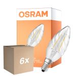 Flerpack 6x Osram Classic LED E14 Vriden candle Filament Klar 2.8W 250lm - 827 Extra Varm Vit | Dimbar - Ersättare 25W