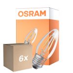Flerpack 6x Osram Classic LED E27 Kronljus Filament Klar 4.8W 470lm - 827 Extra Varm Vit | Dimbar - Ersättare 40W