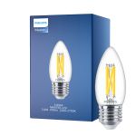 Philips MASTER LED E27 Kronljus Filament Klar 3.4W 470lm - 922-927 Dim To Warm | Bästa Färgåtergivning - Dimbar - Ersättare 40W