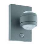 Eglo Vägglampa Sesimba 1 Stål Silver Up & Down 3W 330lm - 830 Varm Vit | IP44 - Rörelse- och Ljussensor