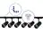 Bright Choice Komplett set 1-Fas Rail L 1 x 1 Meter Svart | incl. 6x Spot + GU10 2700K 3W Dimbar + Ändkåpa, Strömkontakt och L -Anslutningsstycke