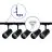 Bright Choice Komplett set 1-Fas Rail L 1 x 2 Meter Svart | incl. 5x Spot + GU10 2700K 3W Dimbar + Ändkåpa, Strömkontakt och L -Anslutningsstycke