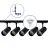 Bright Choice Komplett set 1-Fas Rail L 1 x 1,5 Meter Svart | incl. 5x Spot + GU10 2700K 3W Dimbar + Ändkåpa, Strömkontakt och L -Anslutningsstycke