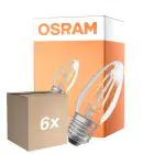 Flerpack 6x Osram Classic LED E27 Kronljus Filament Klar 4.8W 470lm - 827 Extra Varm Vit | Dimbar - Ersättare 40W