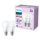 Flerpack 2x Philips Lampa LED E27 Päron Matt 5W 470lm - 827 Extra Varm Vit